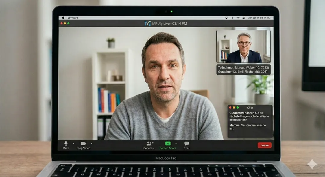 MPUfy KI-Webcam-Simulation — realistisches Gutachtergespräch per Video